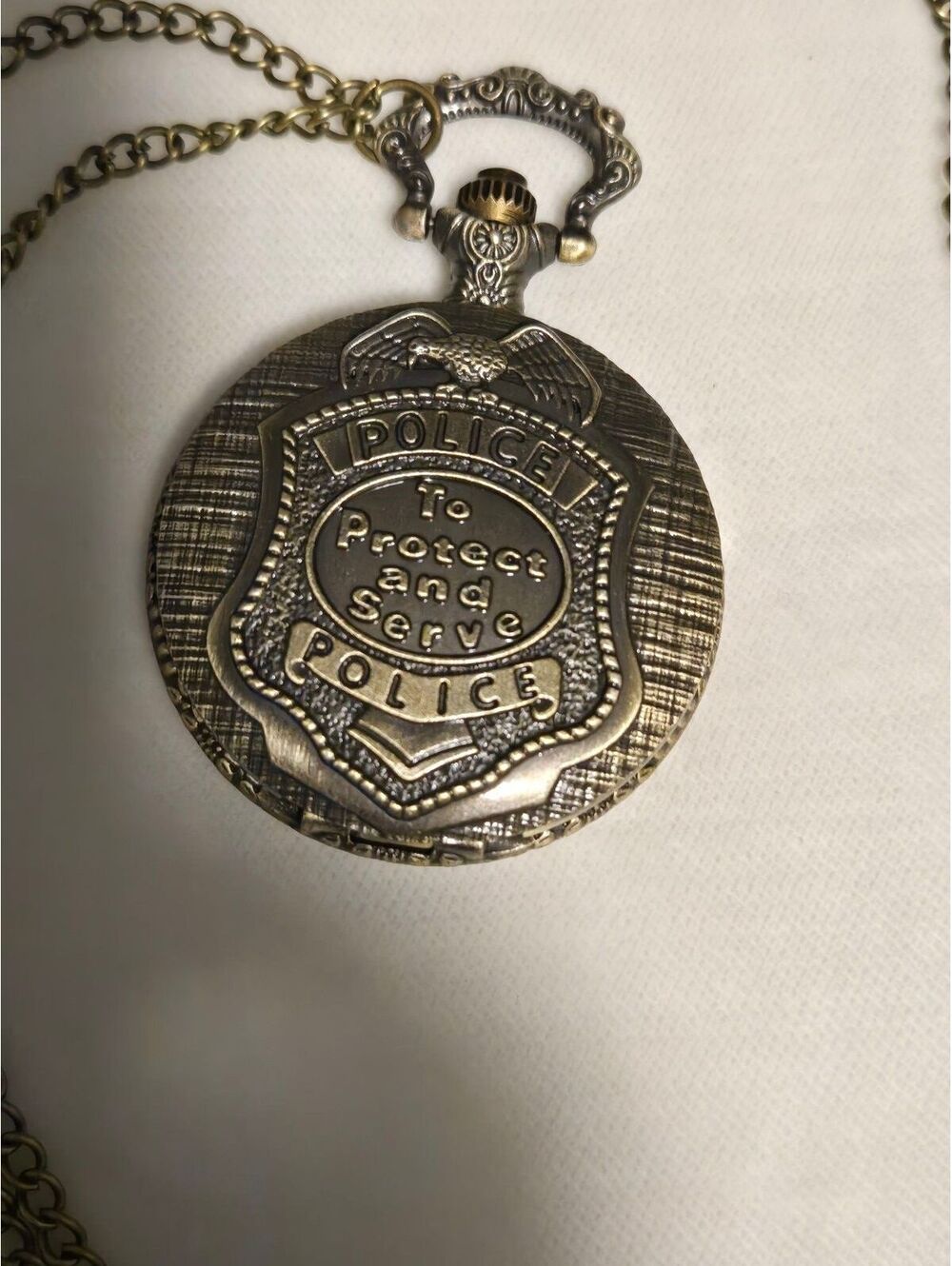 Police themed new bronze pcket watch 30 in chain new
